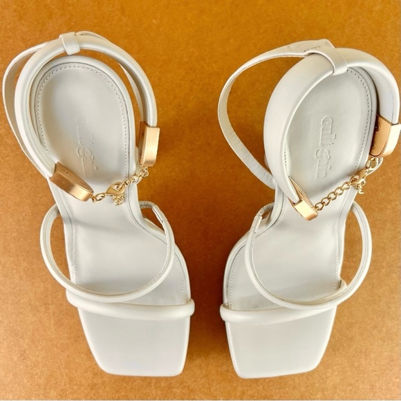 NEW CULT GAIA BEIGE LEATHER PLATFORM SANDALS - Picture 12 of 14